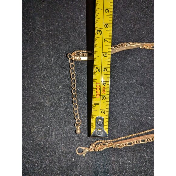 Layered Gold/Copper-Tone Necklace with Rectangular Pendant & Adjustable Chain - Picture 5 of 9